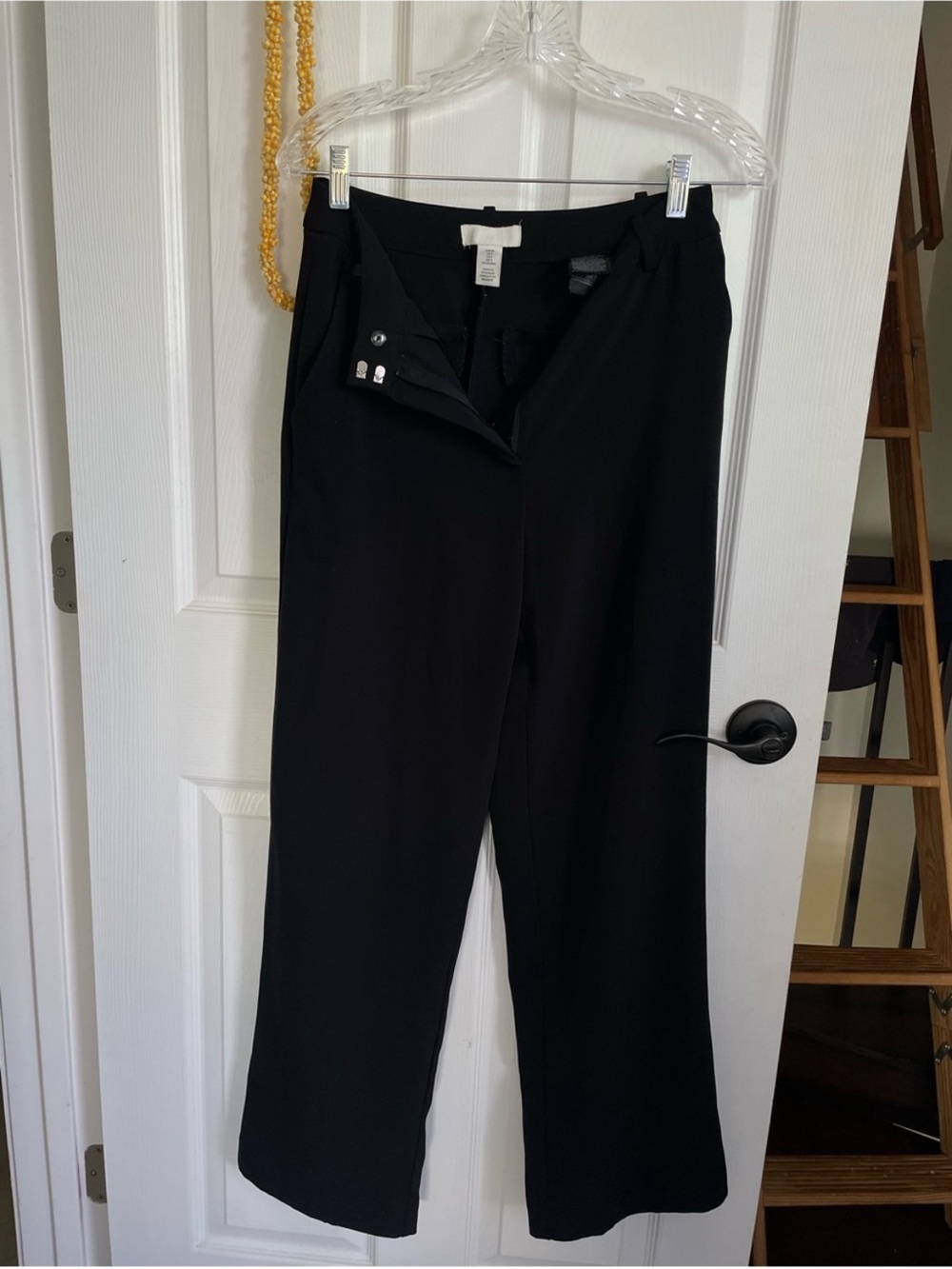 H&M Black Wide-Leg Trousers with Hook Closure